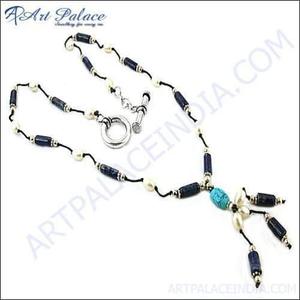 Elegante collar con colgante fino de plata 925 para mujer, cadena de moda con impresionantes cuentas de piedras preciosas - Product Image 1