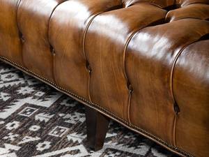 Elegant Duraster Transitional Chesterfield Three Seater Caramel Brown Leather <b>Sofa</b> Eco-Friendly L-Shape Tufted Back <b>Wooden</b> <b>Frame</b> - Product Image 5
