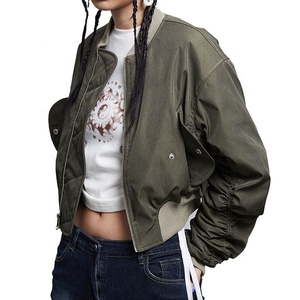 Latest Streetwear Y2K Fashion Winter Canvas Cropped Bomber Jackets Women OEM Custom Personalized Designs <b>Hip</b> Hop Vintage Quick - Product Image 2