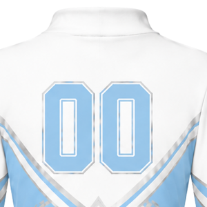 Maillot de cheerleading sublimé bleu clair et blanc à manches longues – Tenue de sport athlétique pour l'entraînement, la pratique et la compétition - Product Image 4