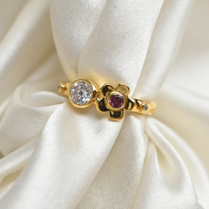 <b>Garnet</b> Luxury <b>Ring</b> 925 Sterling <b>Silver</b> Yellow Gold Plated Handmade Gemstone Engagement Wedding Anniversary Gift Women - Product Image 1