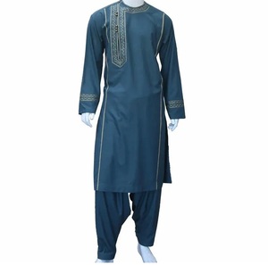 Ensemble de costumes Shalwar Kameez pour hommes, respirant et élégant, style islamique pakistanais, tribal Pashtun Balochi, Kuchi de Kaboul, patchwork, anti-plis - Product Image 1