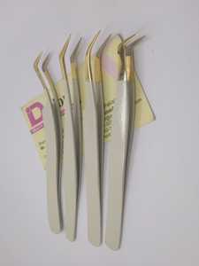 Pince à cils Dorlon personnalisable, design rose, en acier inoxydable, courbée en L, pour volume, antistatique, de précision - Product Image 4