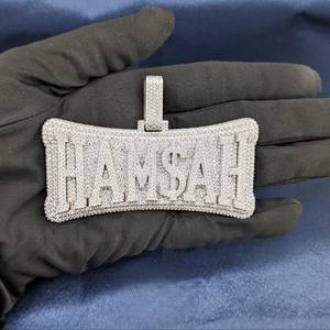 Custom Curved <b>Name</b> Pendant 925 Sterling Silver VVS Moissanite Fully Iced Out Rapper Style Hip Hop <b>Chain</b> Jewelry for Men - Product Image 5