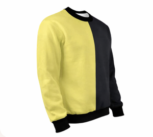 Sweat-shirt à col rond pour homme, coupe classique, tricoté, décontracté, pour l'automne, jaune et noir, design à blocs de couleur, sweat-shirt à capuche pour homme - Product Image 3