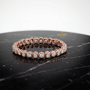 Bracelet tennis classique en or rose avec diamants taille coussin sertis clos, plaqué argent sterling, élégant, étincelant, de luxe, pour anniversaire - Product Image 1