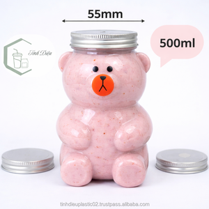 500ml <b>Bear</b> Shape PET <b>Bottle</b> with Aluminum Lid Cute Plastic Beverage Packaging for Asia & America Export - Product Image 2