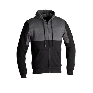 Sudadera con Capucha y Cremallera Unisex, Diseño Casual en Bloques de Color Negro y Gris, de Poliéster y Algodón con Forro Polar, Corte Regular, para Invierno - Product Image 4