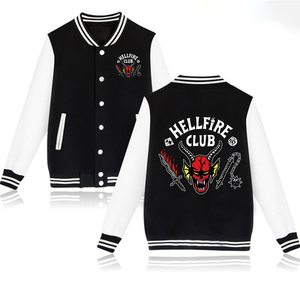 Club Varsity <b>Jacket</b> Black White Cotton Polyester <b>Punk</b> Style Turn-down Collar Regular Sleeve Printed Logo Front - Product Image 5