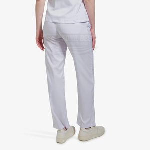 Blouse de travail pour femmes, col en V, coton et polyester blanc, uniforme d'hôpital avec poches pour le personnel médical - Product Image 4