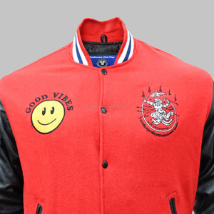 Veste universitaire unisexe en laine et cuir personnalisée OEM ODM, manches en cuir véritable, broderie chenille de haute qualité pour hommes et femmes - Product Image 5