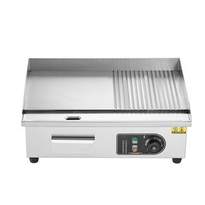 Plancha Eléctrica Comercial de 1600W, Acero Inoxidable, Temperatura Ajustable de 122-572F, 21.26x11.81x0.39in, Enchufe Estadounidense - Product Image 1