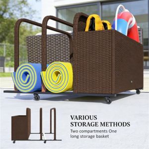 Cesto portaoggetti marrone per piscina, carrello portaoggetti pratico - Product Image 3