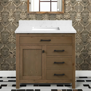 ตู้ห้องน้ำแบบหลายลิ้นชัก กันน้ำและกันความชื้น พร้อมท็อปควอตซ์ลายเมลามีน - Product Image 1