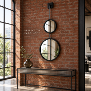 Black Dual Circle Wall <b>Mirror</b> Modern Metal <b>Hanging</b> Decorative <b>Mirror</b> for Living Room Bedroom Entryway Luxury Home Decor Wall Art - Product Image 2