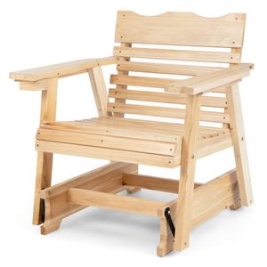Sedia a dondolo da esterno in legno con schienale alto e braccioli allargati - Product Image 1