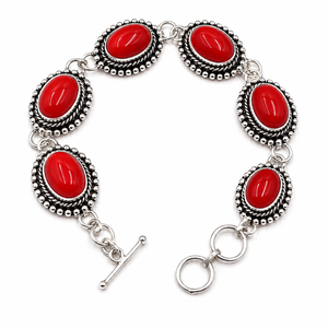 Pulsera de Piedras Preciosas Hecha a Mano, Plateada, Estilo Boho Vintage, Ajustable, Joyería de Moda para Mujer, Precio al por Mayor - Product Image 1