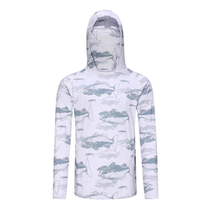 Sudadera con Capucha de Pesca para Hombre al por Mayor, de Alto Rendimiento, Secado Rápido, Protección UV, Spandex/Poliéster UPF 50, Manga Larga, Transpirable, con Bolsillo Frontal - Product Image 1