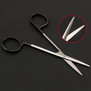 Ciseaux chirurgicaux manuels à manche noir, à lame émoussée, à pointe fine, outil en plastique, à tête fine, droits et coudés - Product Image 1