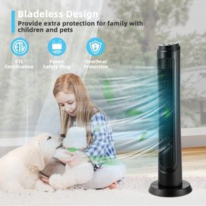 Ventilatore a Torre Senza Pale da 40 Pollici con Telecomando, Oscillazione a 75°, 3 Modalità di Vento, 4 Velocità, Altezza Regolabile per Hotel - Product Image 4