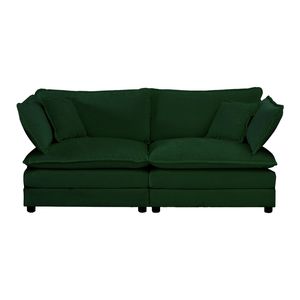 Set Divano Componibile Imbottito 4 Pezzi: 1 Divano a 2 Posti e 2 Pouf per Soggiorno - Product Image 4