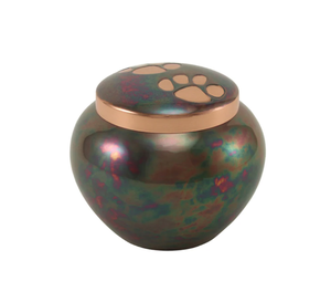 Heart Shaped Pet Cremation <b>Urn</b> with Paw Print Design Rainbow Finish Memorial Ashes Keepsake for Dogs & <b>Cats</b> - Product Image 4