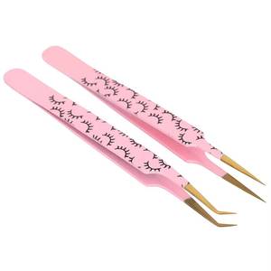 Pinzas Quirúrgicas Morje Rosadas para Pestañas con Diseño de Pestañas Negras, Punta de Acero Inoxidable de Precisión, Suaves, de 10 mm, para Aplicación de Pestañas - Product Image 4
