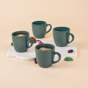 <b>Set</b> of 4 Earthy Pine Green Ceramic <b>Tea</b> <b>Cups</b> - Product Image 4