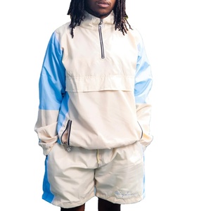 New Arrival Custom Plus Size Breathable Oversize Zip-up Polyester Windbreaker Tracksuit Streetwear Shorts <b>Set</b> for Summer Men - Product Image 1