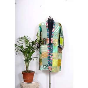 Robe kimono 100% coton pur pour femmes, imprimé floral luxueux, manches trois quarts, tissu doux et respirant pour l'hiver - Product Image 1