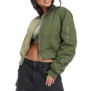 เสื้อแจ็กเก็ตนักบินแขนยาวผ้าซาตินสำหรับผู้หญิงคอตตอนถัก - Product Image 1