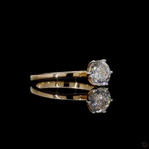 Bague en or de qualité supérieure avec diamant rond de taille portugaise cultivé en laboratoire, bijoux élégants et raffinés pour fiançailles, mariage, anniversaire - Product Image 1