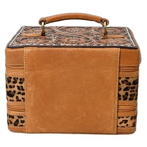 Mallette de rangement en cuir véritable occidental avec fermeture à glissière à pompon automne Style bohème organisateur de voyage écologique pour femmes - Product Image 3