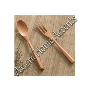 Juego de cubiertos modernos Axiom Home Accents, cucharas de madera hechas a mano con asas de metal inoxidable, servicio pequeño, café, té, bodas - Product Image 1