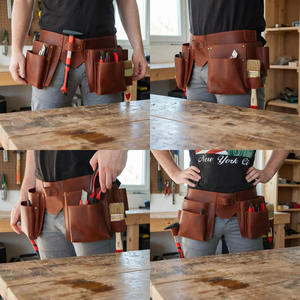 Cinturón de herramientas de carpintero de alta calidad y resistencia con múltiples bolsillos, cinturón de herramientas de cuero para uso profesional a bajo precio. - Product Image 3