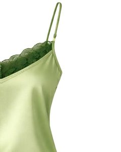 <b>Light</b> Green Satin Lace Cami Shorts Set Women Pajama Set Sexy Nightwear Sleepwear Soft Silk Summer Two Piece <b>Lounge</b> Wear Outfit - Product Image 2