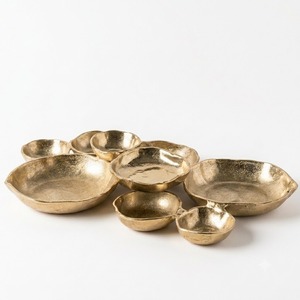 Classic 5 Piece Metal <b>Dishes</b> and Plates <b>Set</b> with Golden Handles and Legs Awesome Unique Look Latest Home Collection - Product Image 5