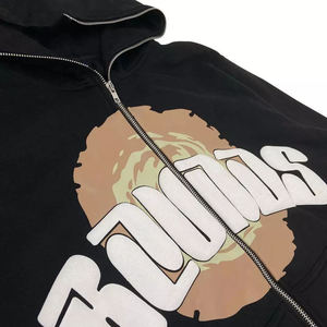Top Quality Heavyweight Embroidery Puff Printing <b>Zip</b> <b>up</b> Hoodie Custom Logo Oversized Full <b>Zip</b> Hoodie Face Blank Zipper Hoodie - Product Image 3