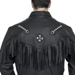 Vintage Black <b>Fringe</b> Leather <b>Jacket</b> Men Western Cowboy Suede Tassel Coat Fashion Motorcycle Outerwear Custom Wholesale Factory - Product Image 2