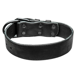 Collar de cuero negro con correa tipo gargantilla, hebilla en forma de D y cadena, ideal para fiestas. - Product Image 2