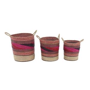 Juego de 3 cestas decorativas de mimbre Bungalow Rose, cestas de almacenamiento hechas a mano, venta al por mayor, ecológicas, hechas en Vietnam - Product Image 1