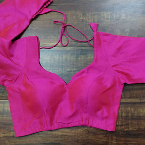 Ethnic Short Full Sleeve Dupion Silk Blouse with <b>Tie</b>-<b>Back</b> Closure Women's Blouse - Product Image 1