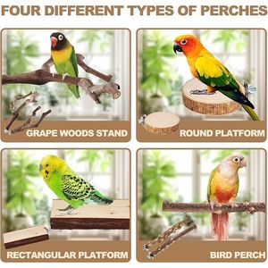 Ensemble de 6 perchoirs pour oiseaux en bois naturel, fournitures pour oiseaux - Product Image 1