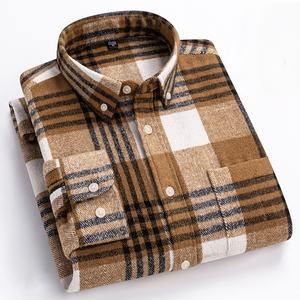 Camisa a cuadros clásica de franela 100% algodón para hombre, estilo urbano, informal, de manga larga, con botones, para uso diario. - Product Image 4