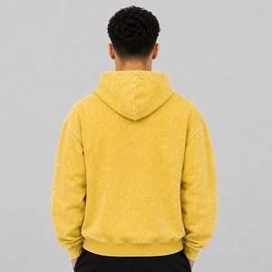 Suéter de Invierno para Hombre de Alta Calidad, 100% Algodón, Lavado Ácido, Color Sólido, Casual, Ecológico, de Secado Rápido, Transpirable, con Cuello de Forro Polar y Logotipo - Product Image 6