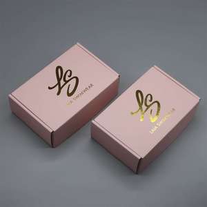Boîte d'expédition rose personnalisée avec logo, emballage cosmétique en feuille d'or - Product Image 2