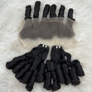 Perruques et extensions de tissage en cheveux humains vietnamiens vierges, double trame, couleur naturelle, boucles rebondissantes Funmi, double densité, tissées à la machine - Product Image 1