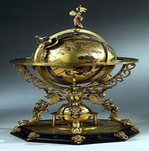 <b>Antique</b> brass armillary sphere globe tabletop accent with integrated base plate <b>compass</b>, available at wholesale prices. - Product Image 2