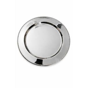 Elegante Plato Redondo Dorado Metálico para Servir, Plato de Lujo con Borde de Cuentas para Eventos, Fiestas, Hoteles, Catering y Decoración - Product Image 5