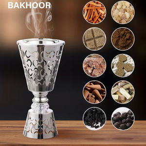 Wholesale Hollow Out Silver Metal <b>Bakhoor</b> Burner Crystal Ball Stand Bulk Arabian Mabkhara Goblet Shape <b>Oud</b> Incense Holder Decor - Product Image 2